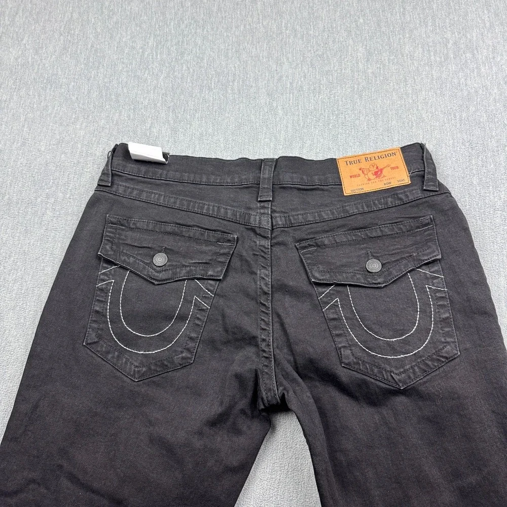True Religion Jeans Mens 36 Black Denim Ricky Flap Relaxed Straight Pants NWT
